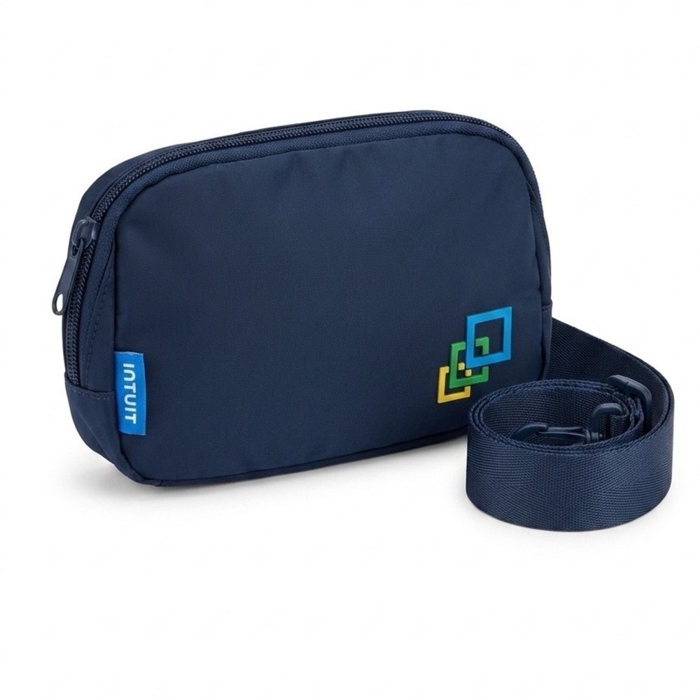 Intuit Navy‎ Blue Nylon Belt Bag Fanny Pack Adjustable Waist Travel Sling Bag